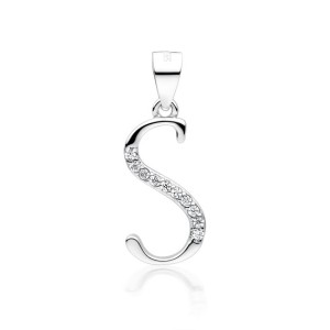 Pandantiv initiala litera S din argint cu pietre DiAmanti LZ0002_S-DIA (Argint 925‰ 0,8 g.)